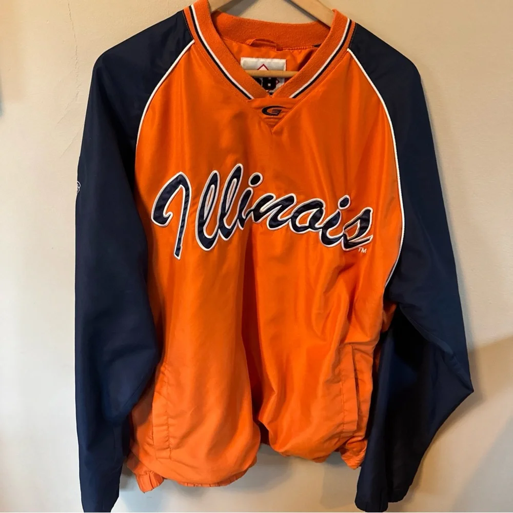 Vintage Illinois Fighting Illini XL 58 Sports NCAA Pullover 90s Pockets - Picture 6 of 8